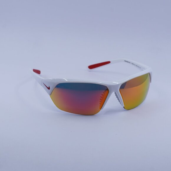NIKE SKYLON ACE FQ4683 106 Sunglasses White Geometric Frame, Grey/Red Lenses - Picture 5 of 9